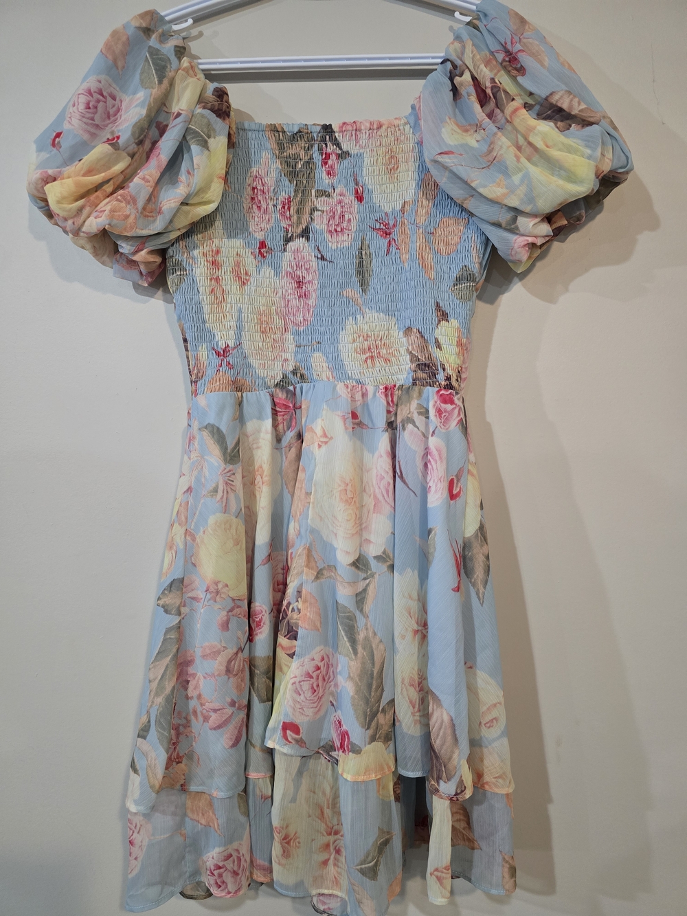 Guess Light Blue Floral Off-Shoulder Mini Dress - Picture 2 of 9
